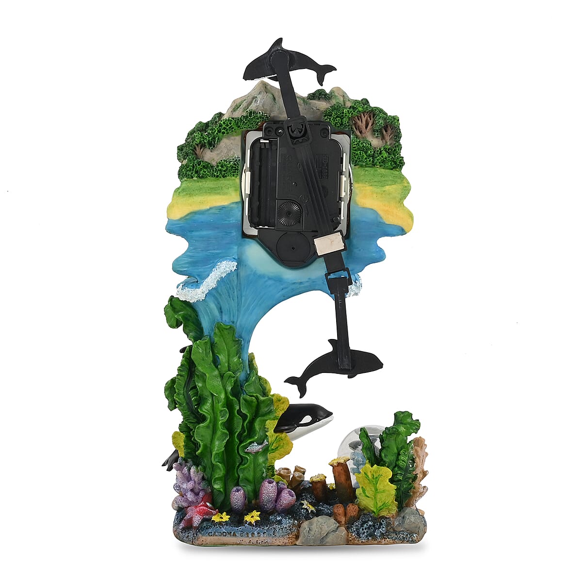 Closeout Hand Painted Resin Swing Clock - Orca image number 3