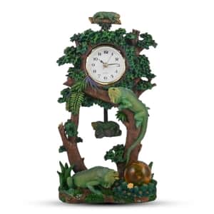 Hand Painted Resin Swing Clock - Iguana