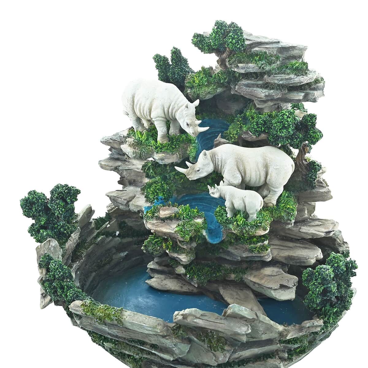 Hand Painted Resin Water Fountain - Rhino image number 1