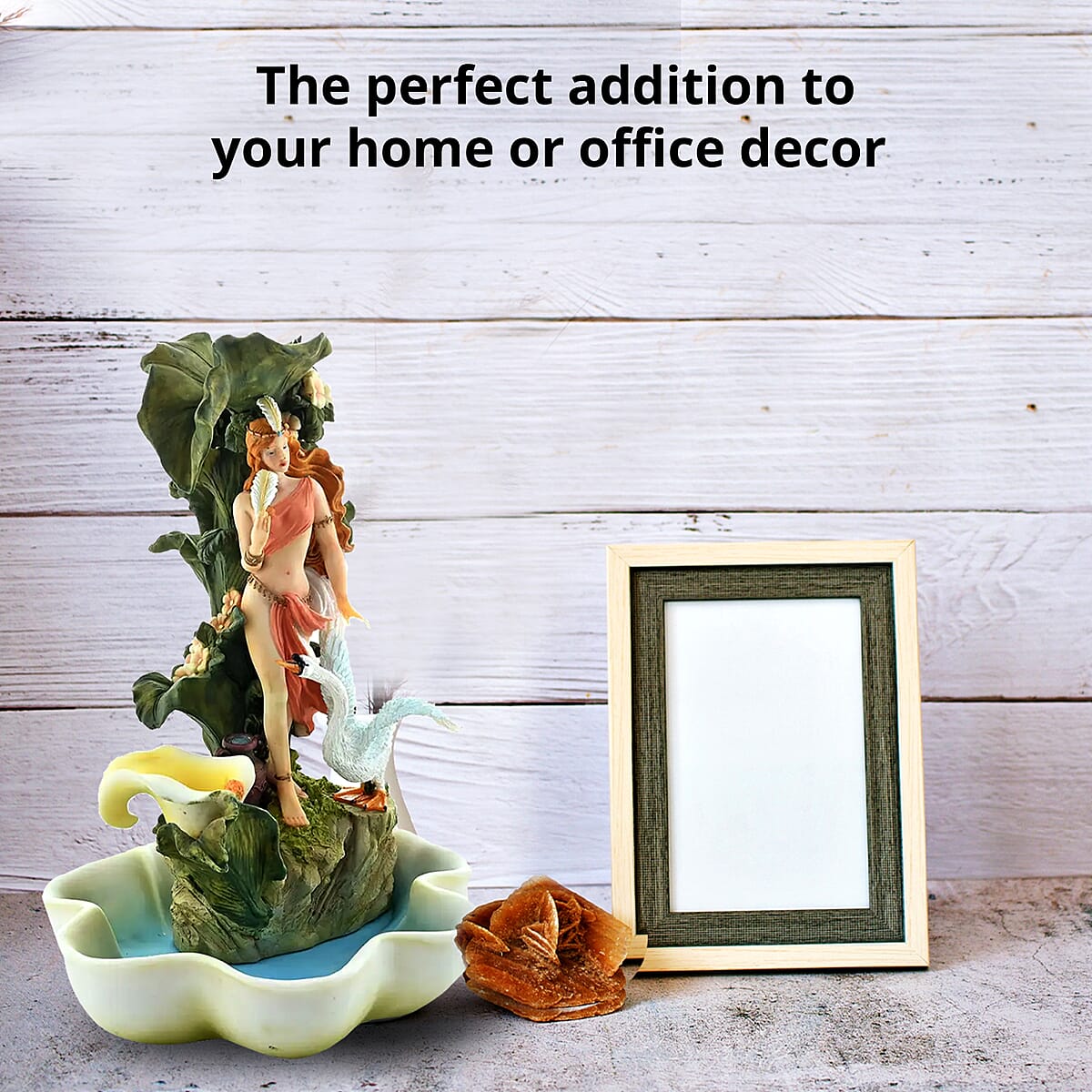 Hand Painted Resin Water Fountain - Lady and Swan image number 2