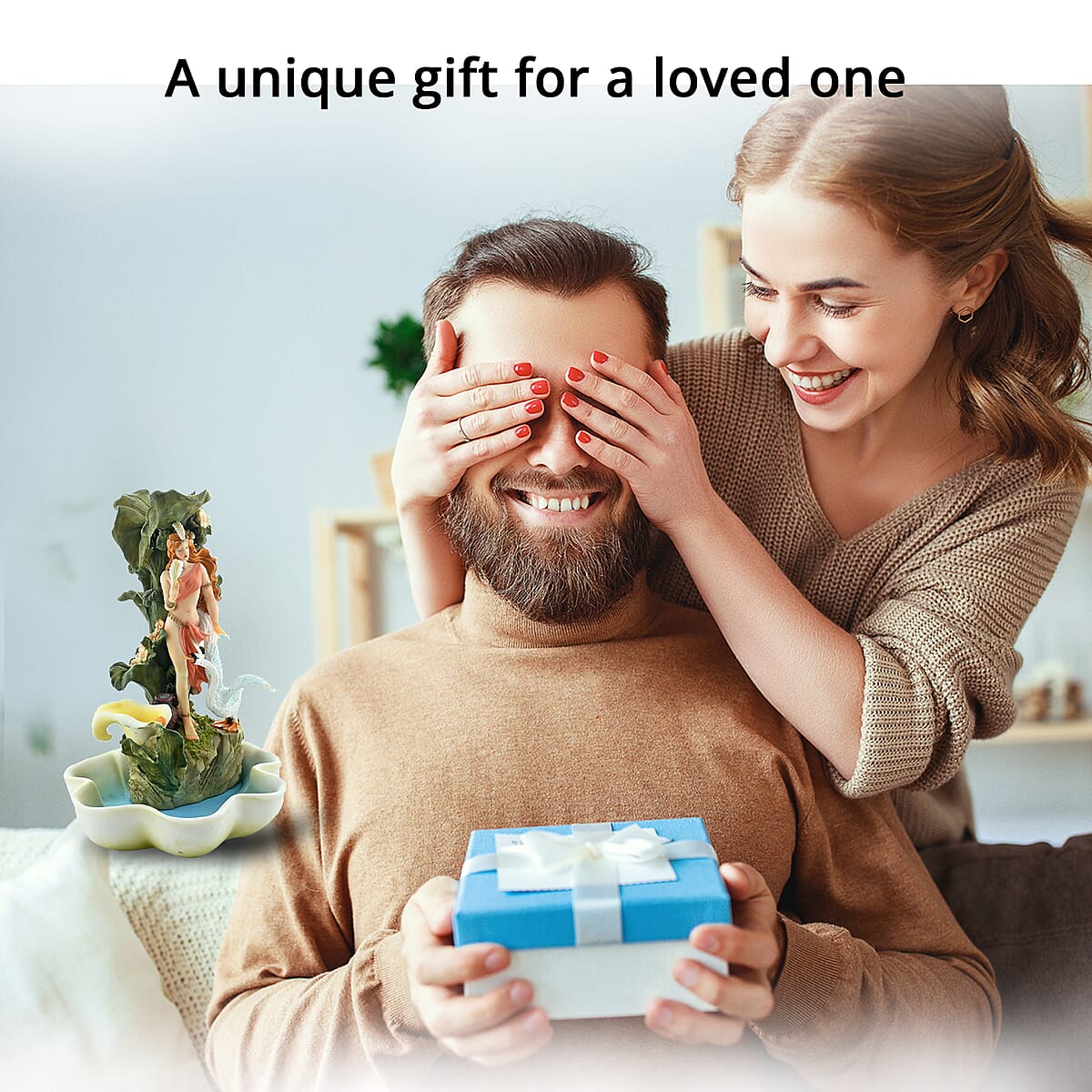 Hand Painted Resin Water Fountain - Lady and Swan image number 3