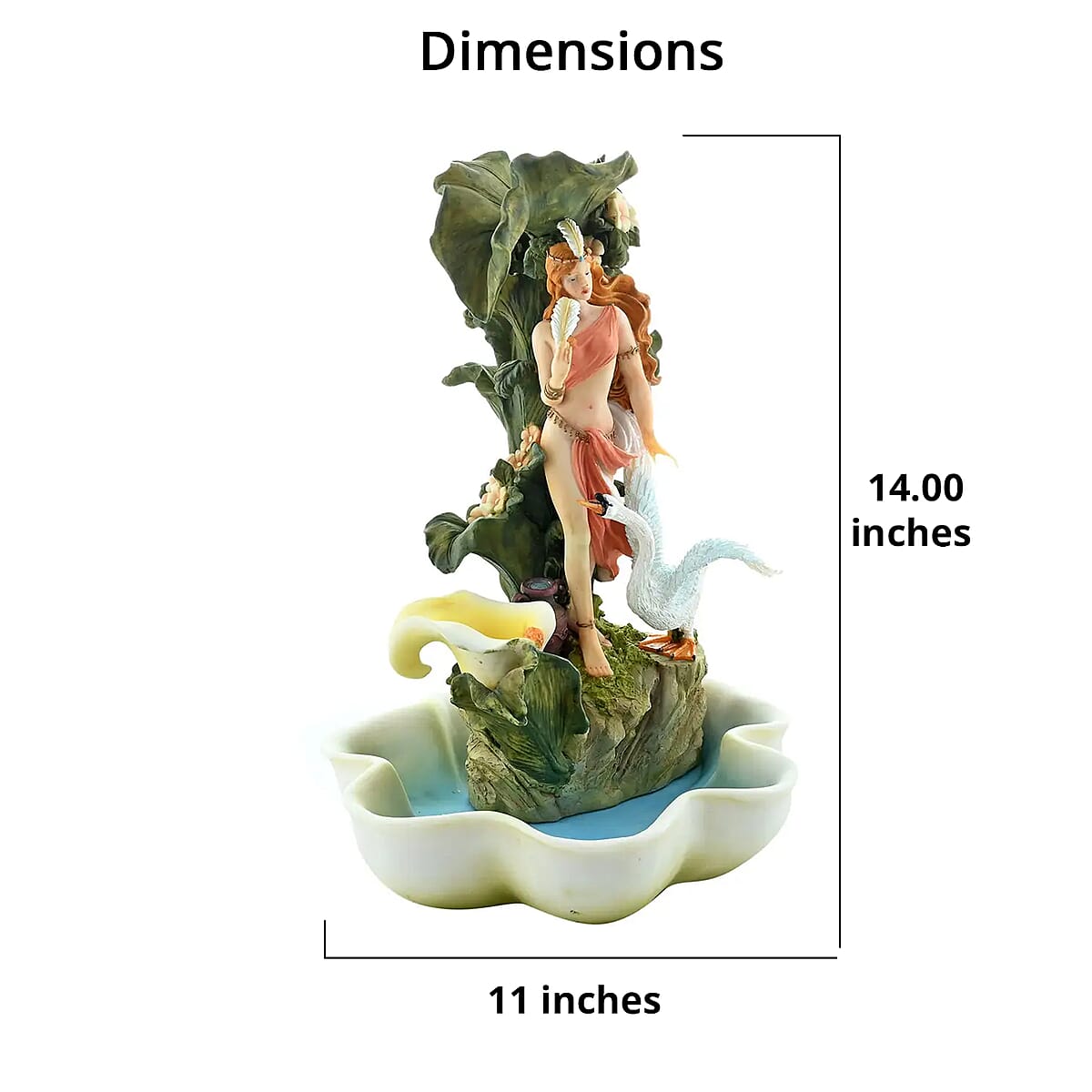 Hand Painted Resin Water Fountain - Lady and Swan image number 4