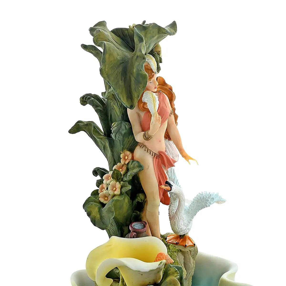Hand Painted Resin Water Fountain - Lady and Swan image number 5