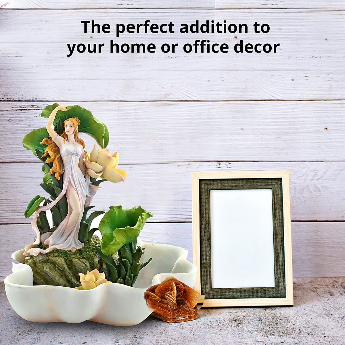 Hand Painted Resin Water Fountain - Lady and Water Lily image number 2