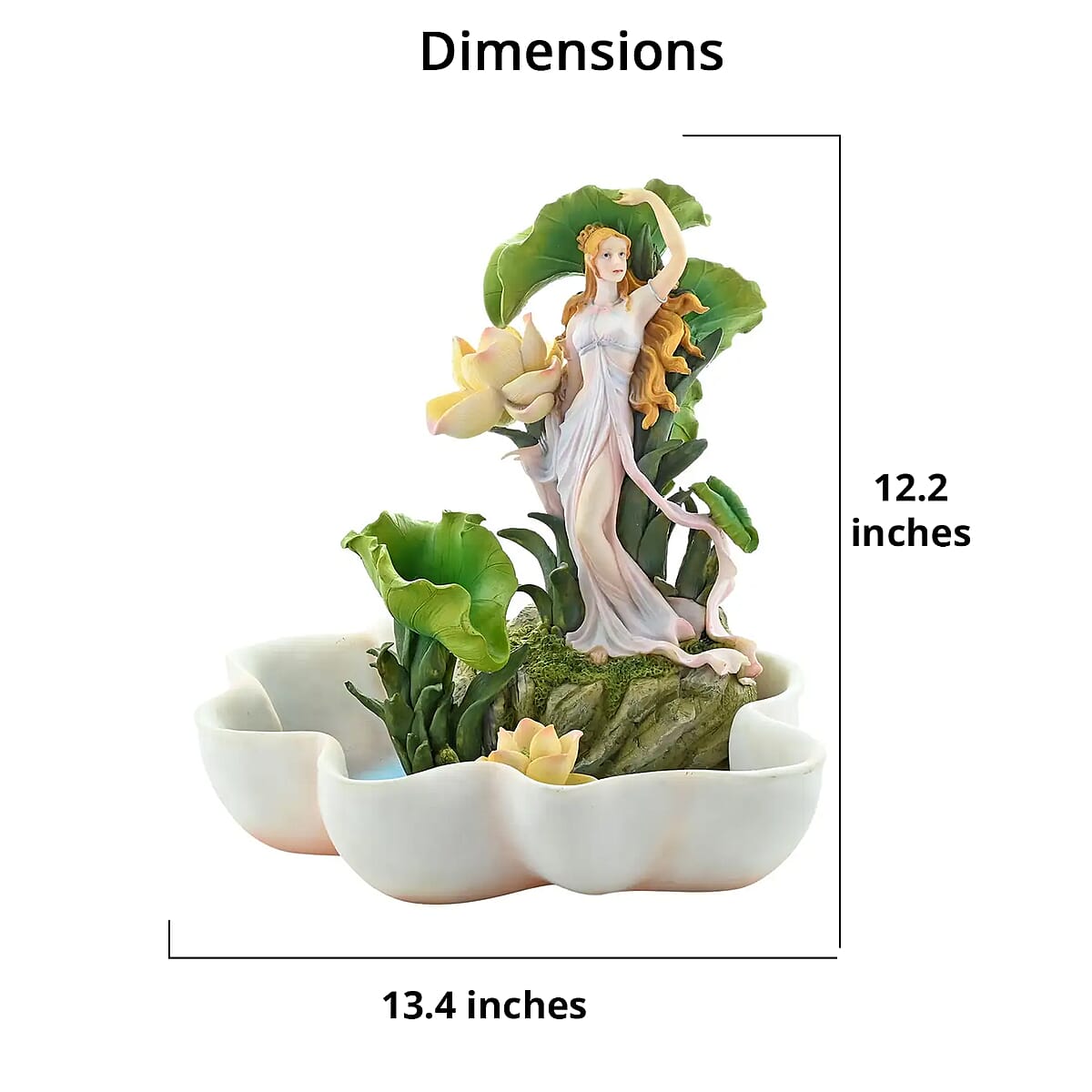 Hand Painted Resin Water Fountain - Lady and Water Lily image number 4