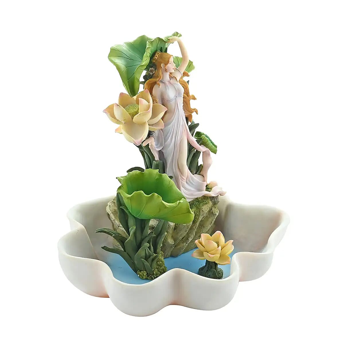 Hand Painted Resin Water Fountain - Lady and Water Lily image number 5