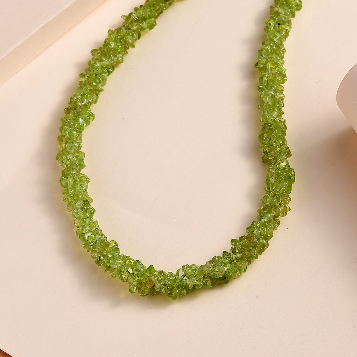 Arizona Peridot Chips Beaded Necklace 20 Inches in Sterling Silver 207.50 ctw image number 1
