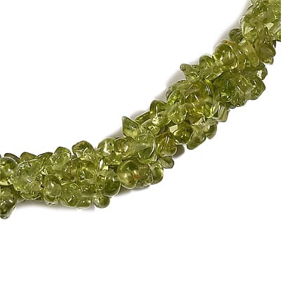 Arizona Peridot Chips Beaded Necklace 20 Inches in Sterling Silver 207.50 ctw