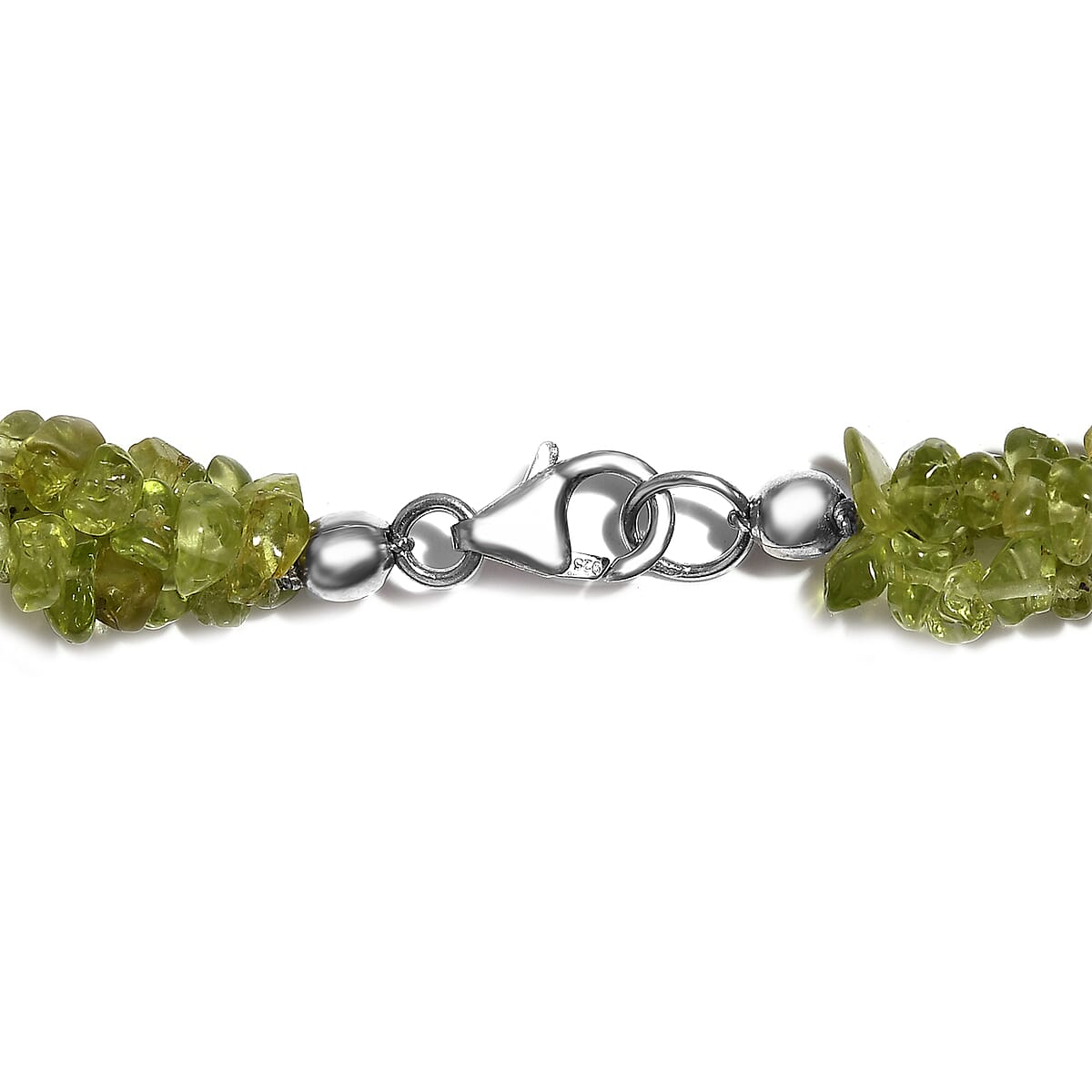 Arizona Peridot Chips Beaded Necklace 20 Inches in Sterling Silver 207.50 ctw image number 4