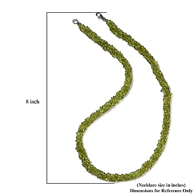 Arizona Peridot Chips Beaded Necklace 20 Inches in Sterling Silver 207.50 ctw