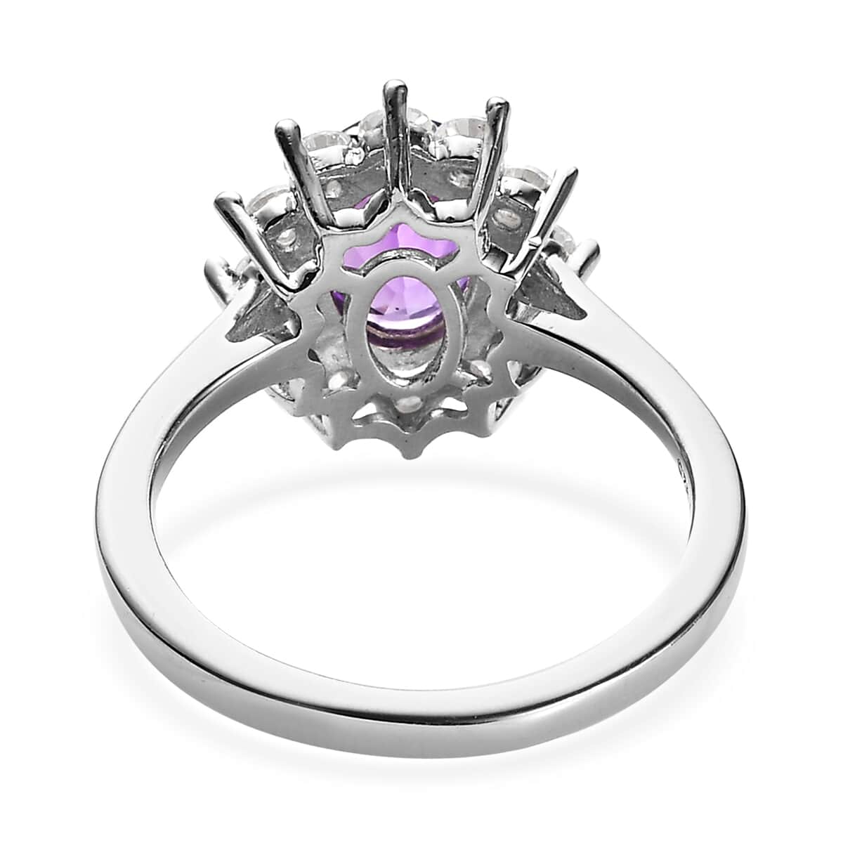 Premium Moroccan Amethyst and Moissanite Sunburst Ring in Platinum Over Sterling Silver 2.00 ctw image number 4