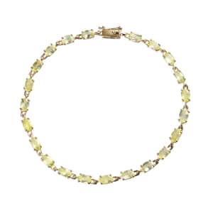 Luxoro 10K Yellow Gold Premium Natural Chrysoberyl Tennis Bracelet (7.25 In) 5.90 ctw