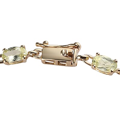 Luxoro 10K Yellow Gold Premium Natural Chrysoberyl Tennis Bracelet (7.25 In) 5.90 ctw