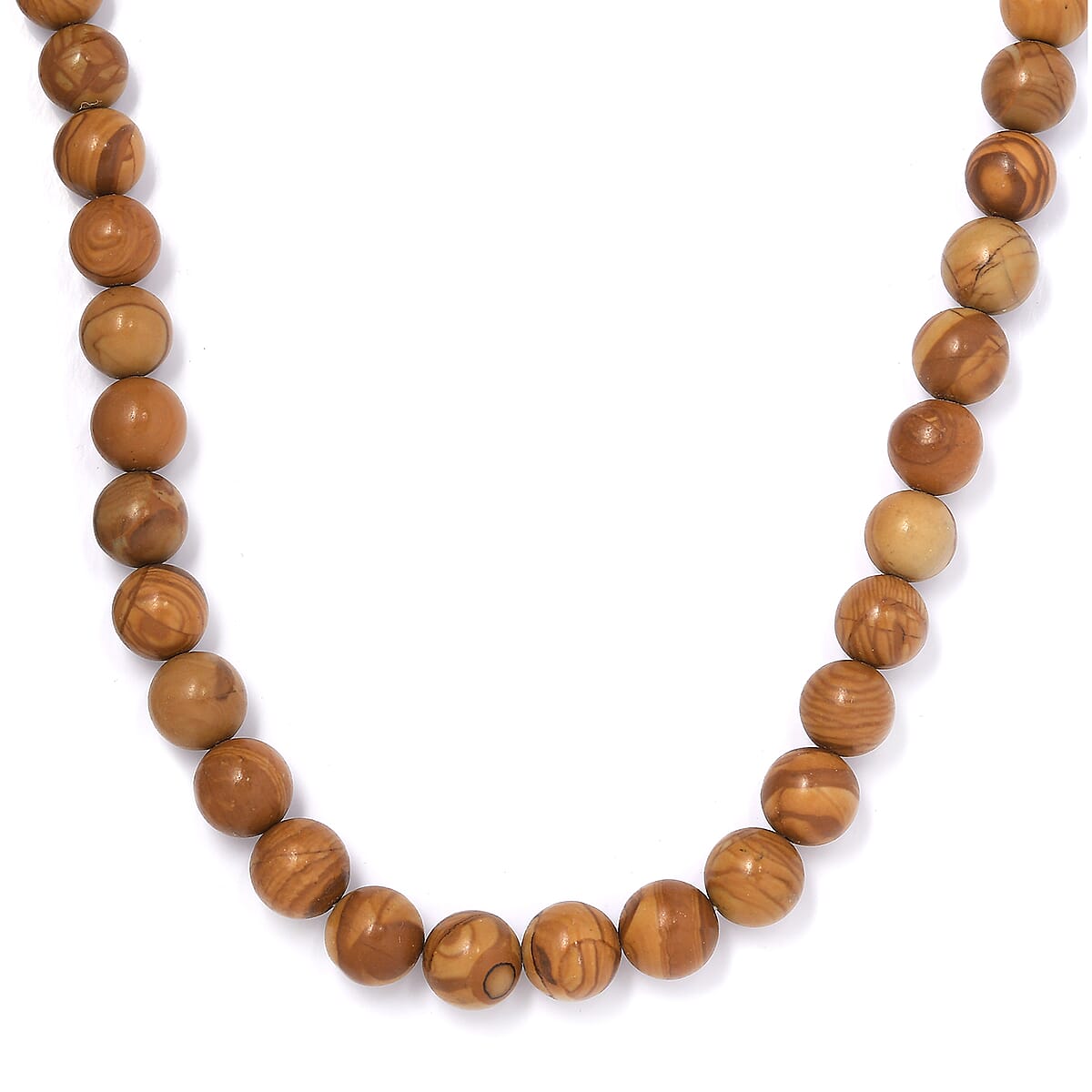 Peanut Wood Jasper Beaded Necklace 18 Inches in Rhodium Over Sterling Silver 346.40 ctw image number 0