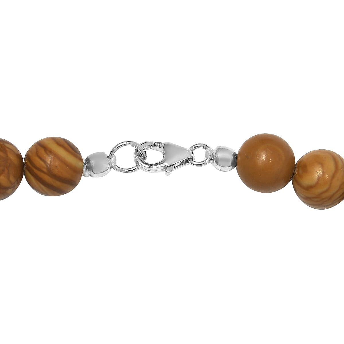 Peanut Wood Jasper Beaded Necklace 18 Inches in Rhodium Over Sterling Silver 346.40 ctw