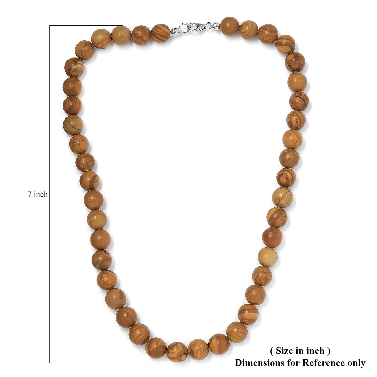 Peanut Wood Jasper Beaded Necklace 18 Inches in Rhodium Over Sterling Silver 346.40 ctw