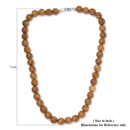 Peanut Wood Jasper 10mm Beaded Necklace 18 Inches in Rhodium Over Sterling Silver 346.40 ctw image number 5