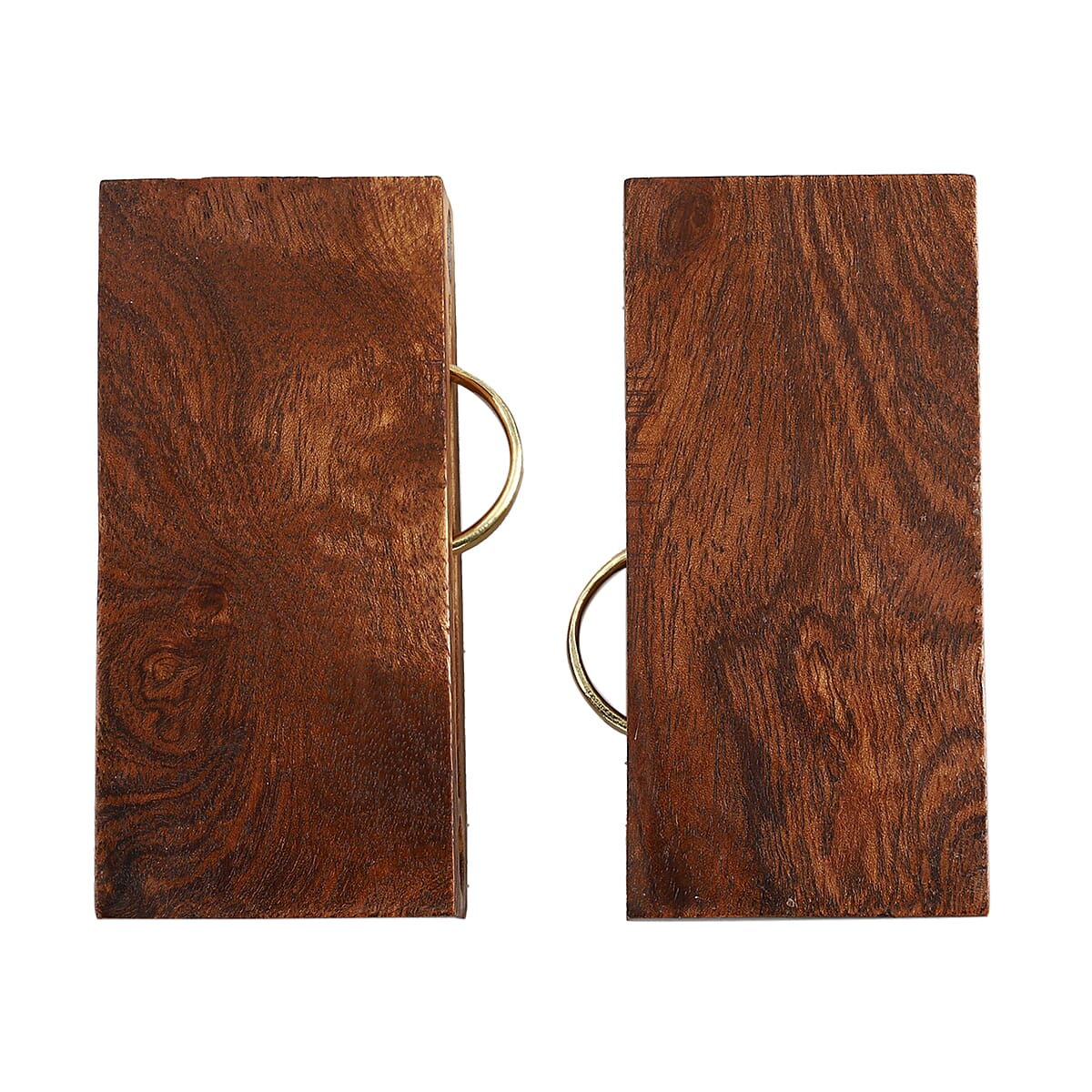 Portable Wooden Square Shaped Secret Ring Box with Goldtone Ring (Size 8.0) image number 4