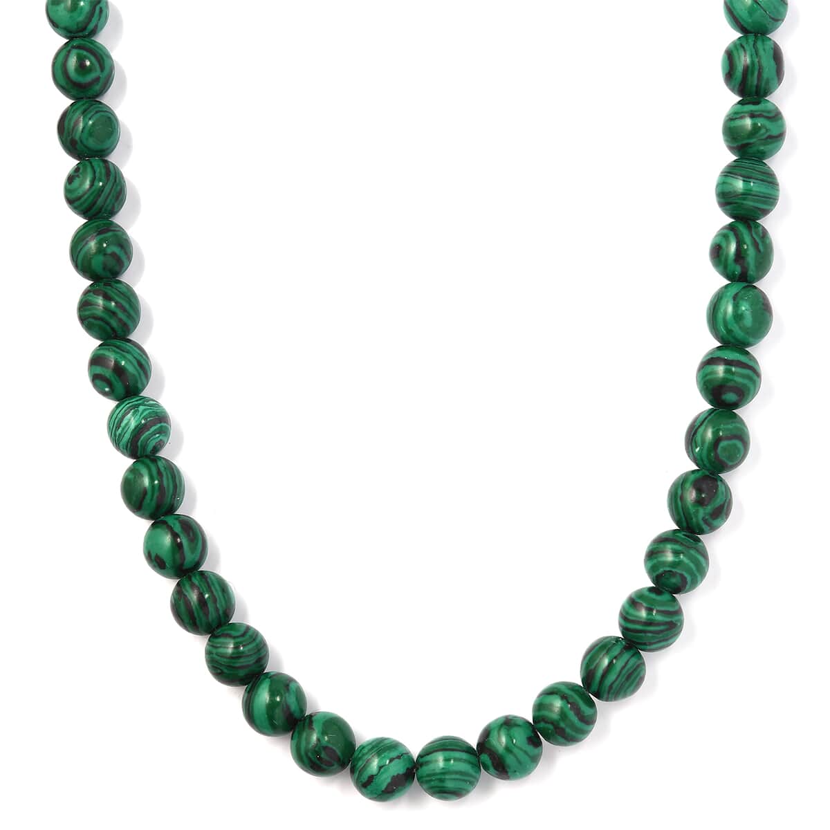 Simulated Green Malachite Necklace 18 Inches in Rhodium Over Sterling Silver 265.35 ctw image number 0