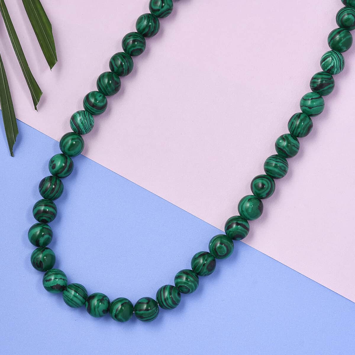 Simulated Green Malachite Necklace 18 Inches in Rhodium Over Sterling Silver 265.35 ctw image number 1