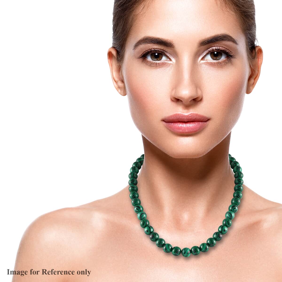 Simulated Green Malachite Necklace 18 Inches in Rhodium Over Sterling Silver 265.35 ctw image number 2