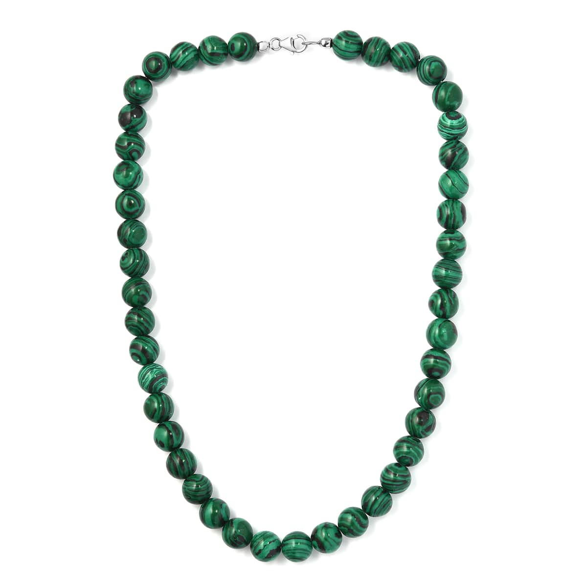 Simulated Green Malachite Necklace 18 Inches in Rhodium Over Sterling Silver 265.35 ctw image number 3