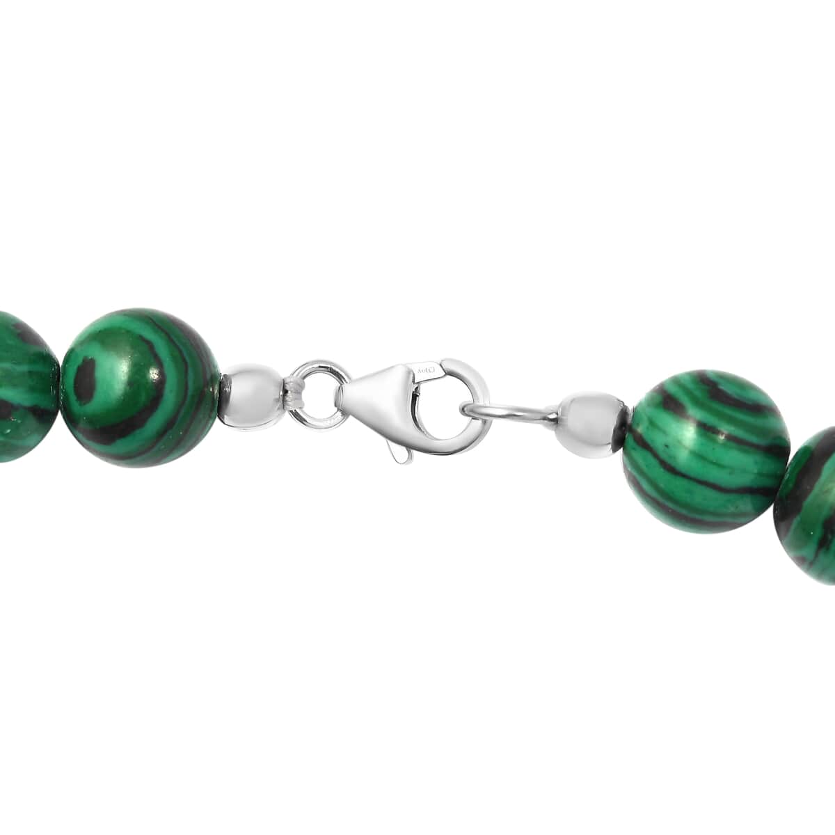 Simulated Green Malachite Necklace 18 Inches in Rhodium Over Sterling Silver 265.35 ctw image number 4