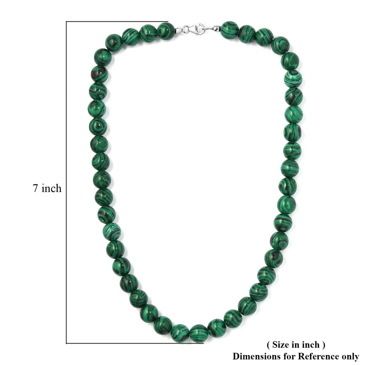 Simulated Green Malachite Necklace 18 Inches in Rhodium Over Sterling Silver 265.35 ctw image number 5
