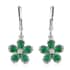 AAA Kagem Zambian Intense Green Emerald and White Zircon Flower Dangle Earrings in Sterling Silver 1.50 ctw image number 0