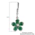 AAA Kagem Zambian Intense Green Emerald and White Zircon Flower Dangle Earrings in Sterling Silver 1.50 ctw image number 3