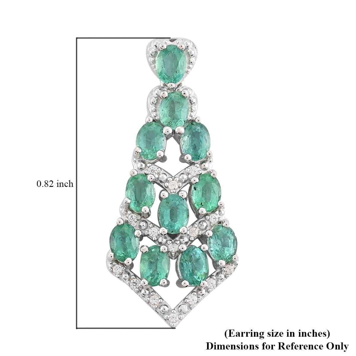 AAA Kagem Emerald and White Zircon Earrings in Sterling Silver 3.70 ctw image number 3