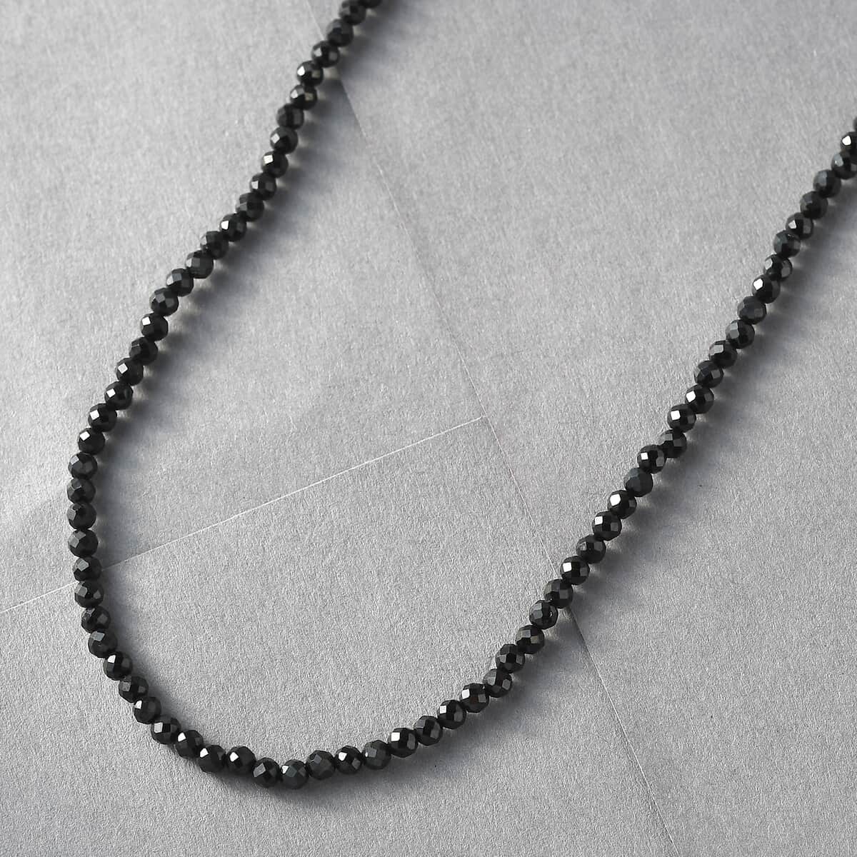Thai Black Spinel Beaded Necklace 18 Inches in Platinum Over Sterling Silver 33.00 ctw image number 1