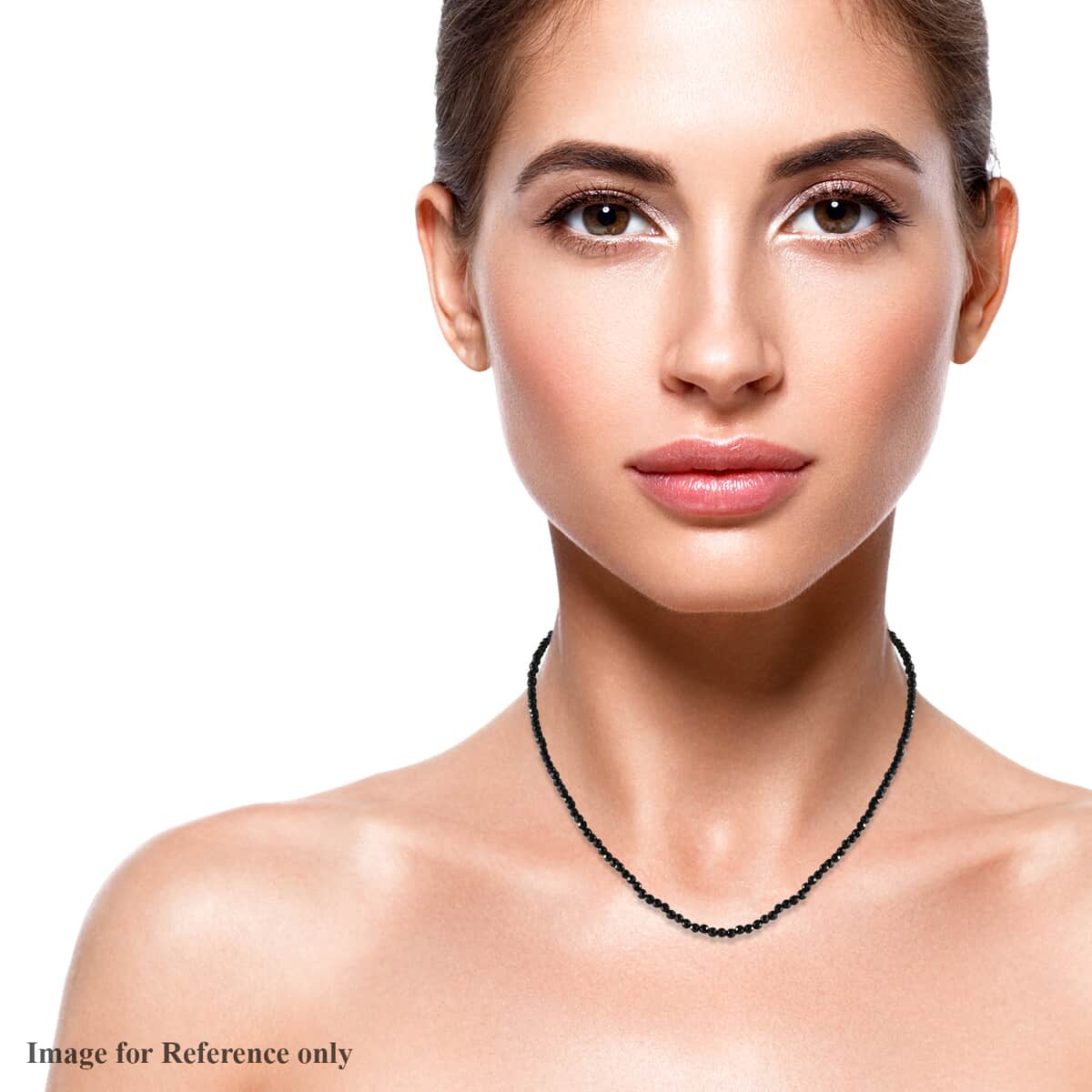 Natural Thai Black Spinel Beaded Necklace 18 Inches in Platinum Over Sterling Silver 33.00 ctw image number 2