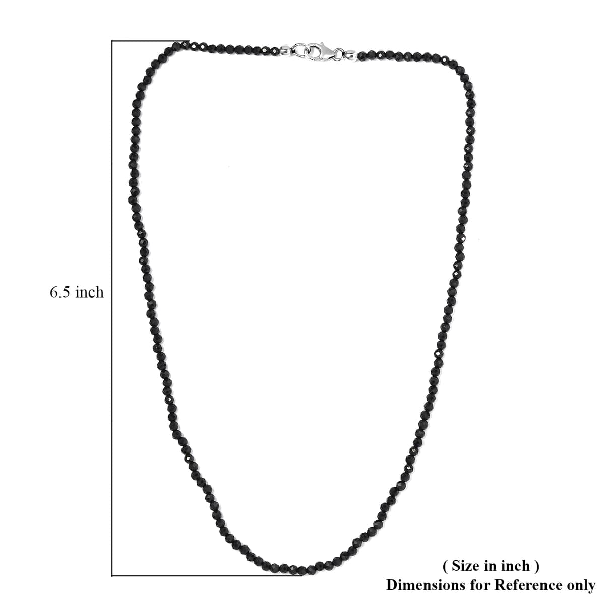 Natural Thai Black Spinel Beaded Necklace 18 Inches in Platinum Over Sterling Silver 33.00 ctw image number 5