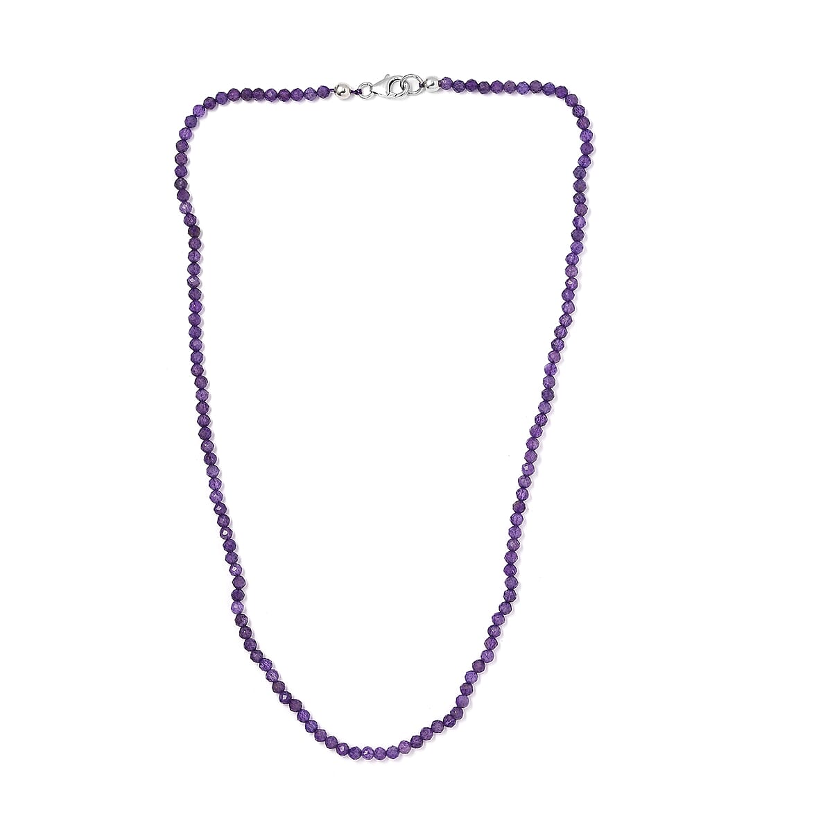 Amethyst Bead Necklace in Platinum Plated Sterling Silver, Beaded Jewelry For Women (18 Inches) 27.10 ctw image number 3