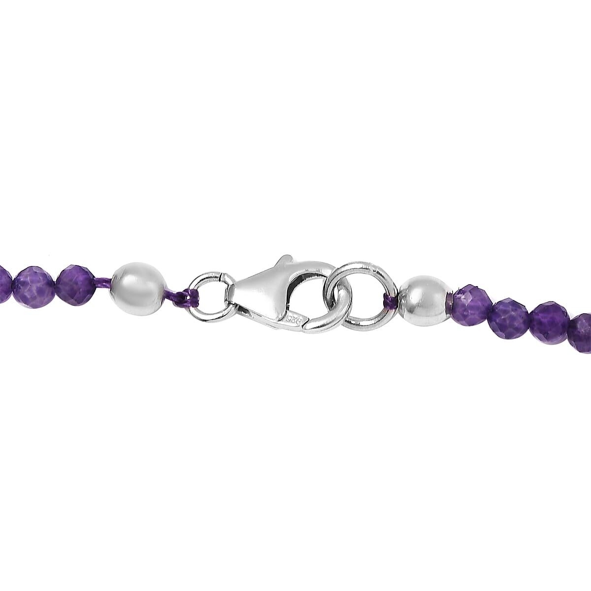 Amethyst Bead Necklace in Platinum Plated Sterling Silver, Beaded Jewelry For Women (18 Inches) 27.10 ctw image number 4