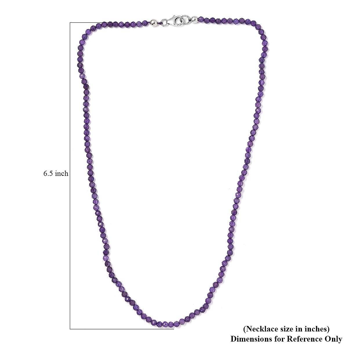 Amethyst Bead Necklace in Platinum Plated Sterling Silver, Beaded Jewelry For Women (18 Inches) 27.10 ctw image number 5