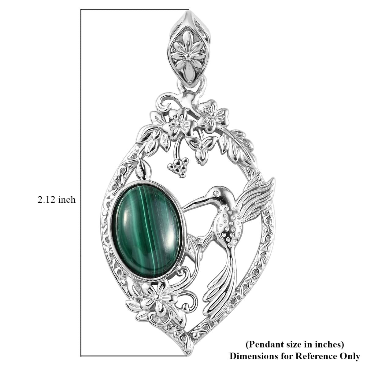 African Malachite Solitaire Pendant in Platinum Over Copper with Magnet 8.40 ctw image number 4