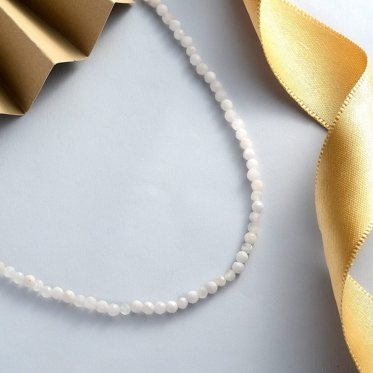 Kuisa Rainbow Moonstone Bead Necklace in Platinum Plated Sterling Silver, Beaded Jewelry For Women (18 Inches) 23.75 ctw image number 1