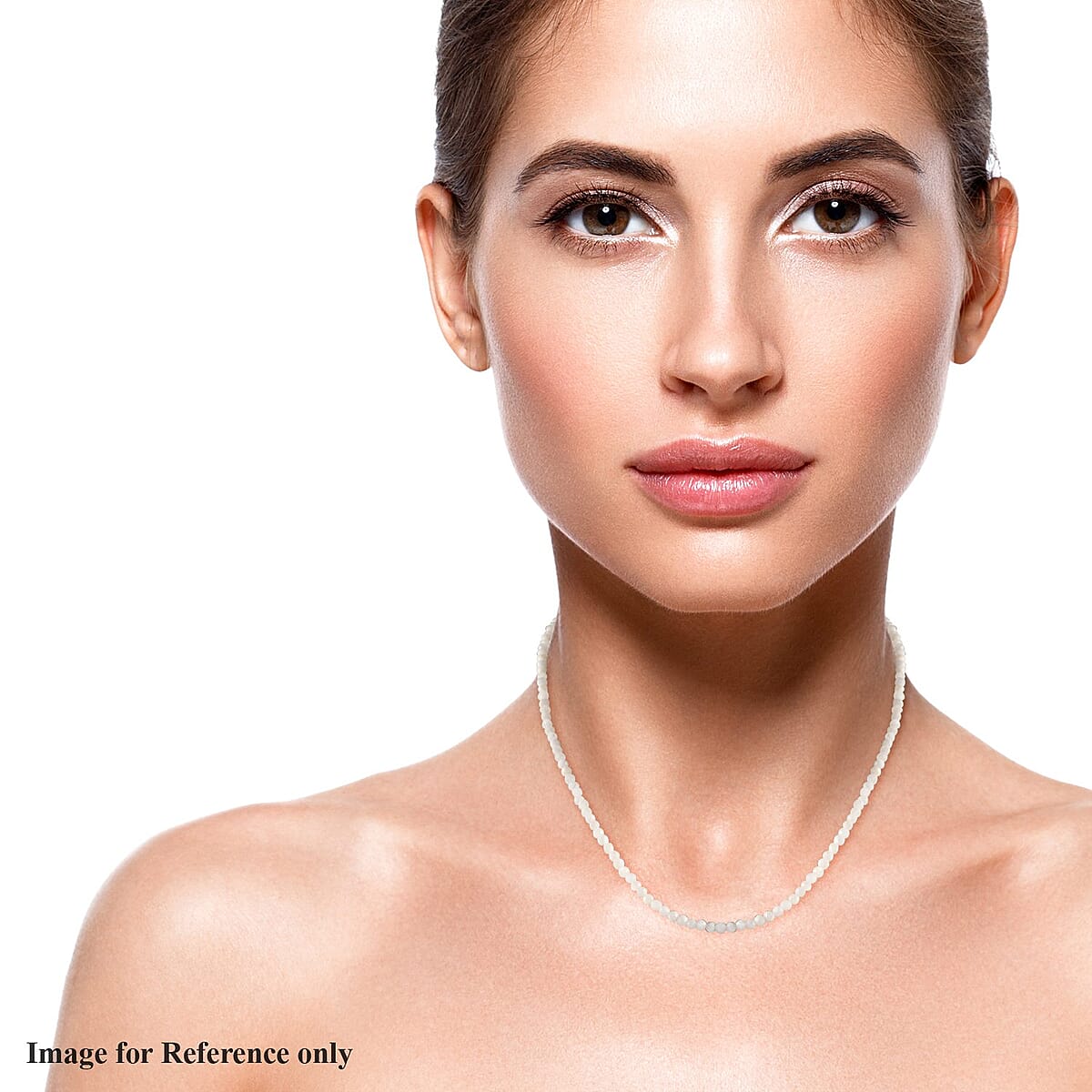 Kuisa Rainbow Moonstone Bead Necklace in Platinum Plated Sterling Silver, Beaded Jewelry For Women (18 Inches) 23.75 ctw image number 2