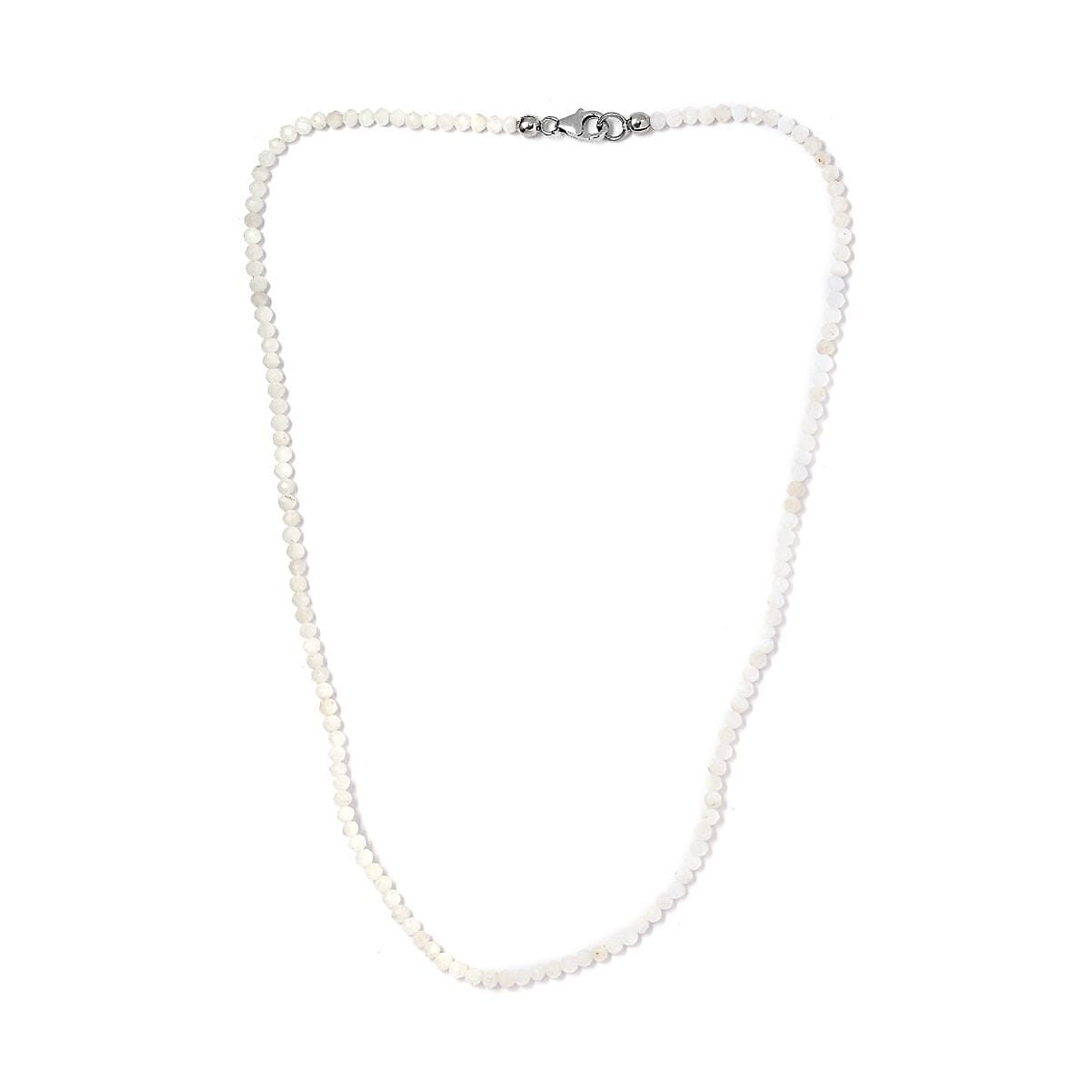 Kuisa Rainbow Moonstone Bead Necklace in Platinum Plated Sterling Silver, Beaded Jewelry For Women (18 Inches) 23.75 ctw image number 3