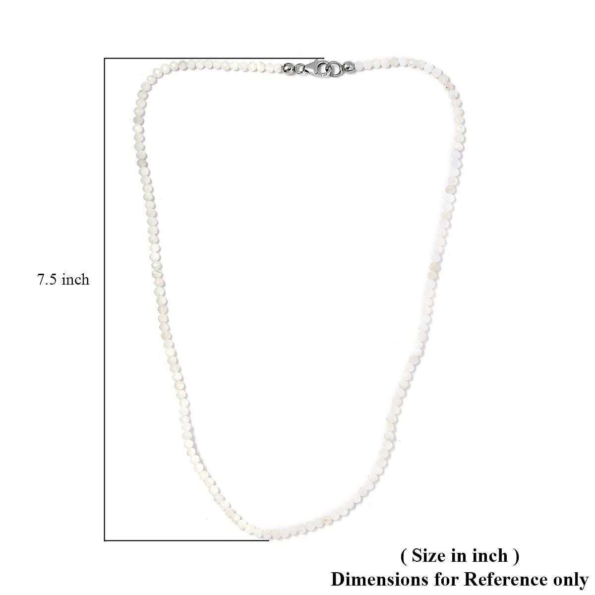 Kuisa Rainbow Moonstone Bead Necklace in Platinum Plated Sterling Silver, Beaded Jewelry For Women (18 Inches) 23.75 ctw image number 5