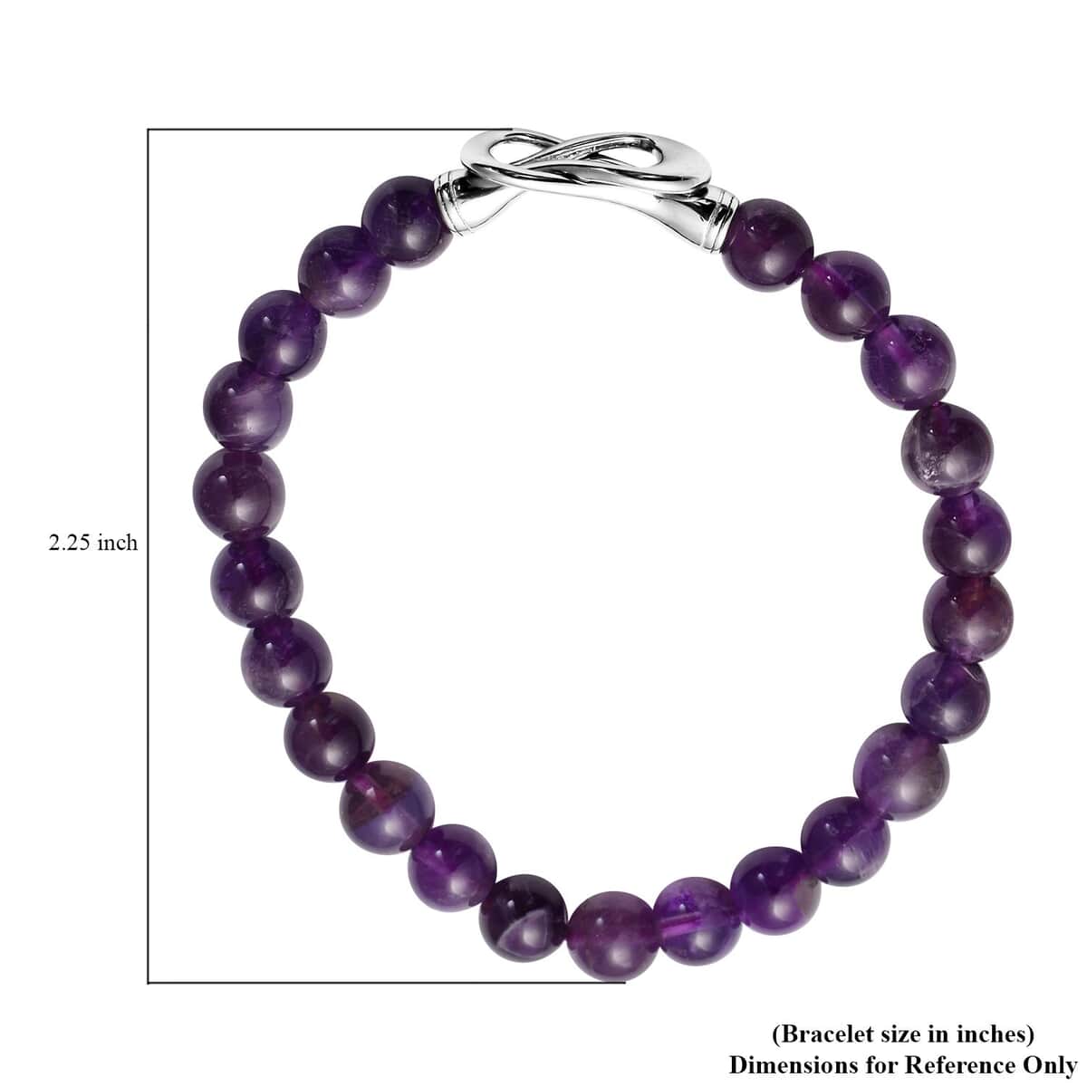 Amethyst 7-9mm Beaded Bracelet with Magnetic Clasp in Stainless Steel 75.00 ctw image number 2