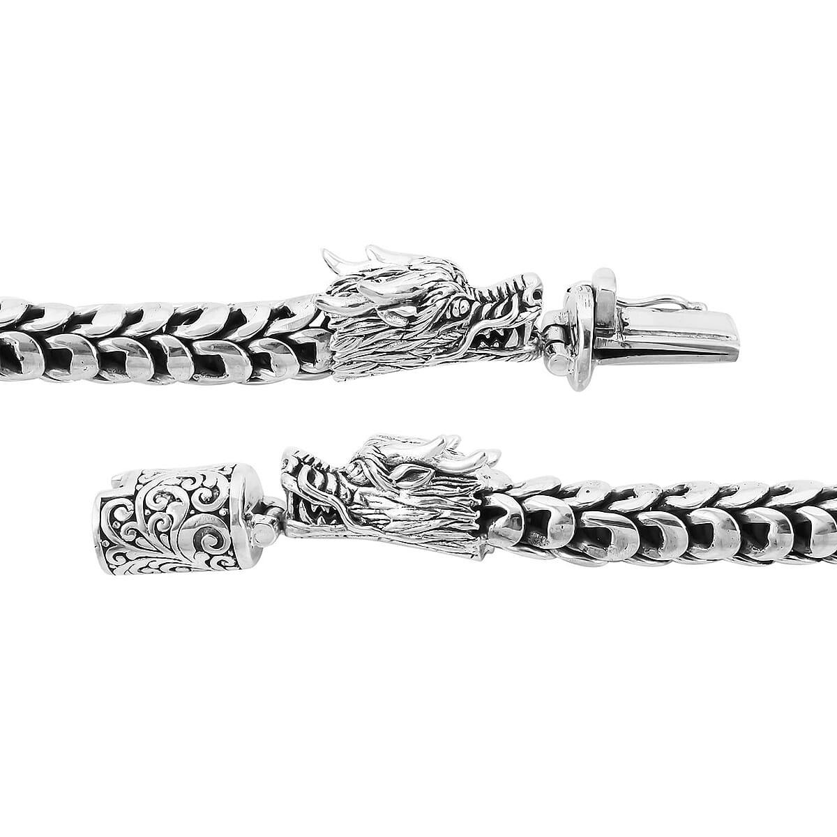 Bali Legacy Sterling Silver Double Dragon Head Bracelet (8.50 In) 14.40 Grams image number 4