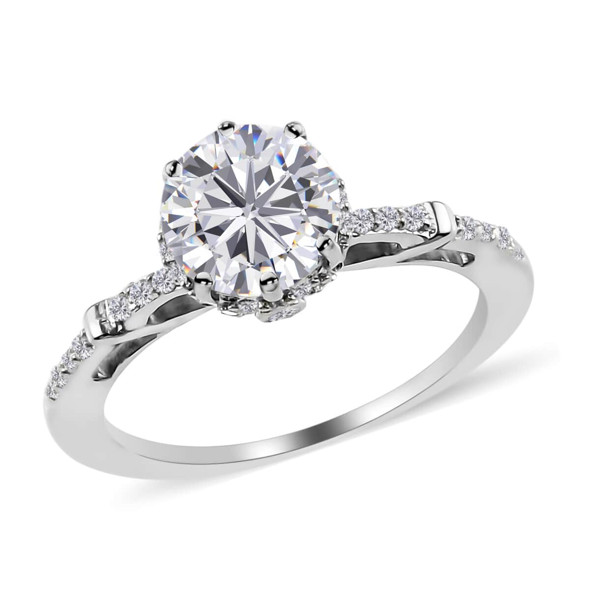 Moissanite Ring in Platinum Over Sterling Silver (Size 7.0) 1.50 ctw image number 0
