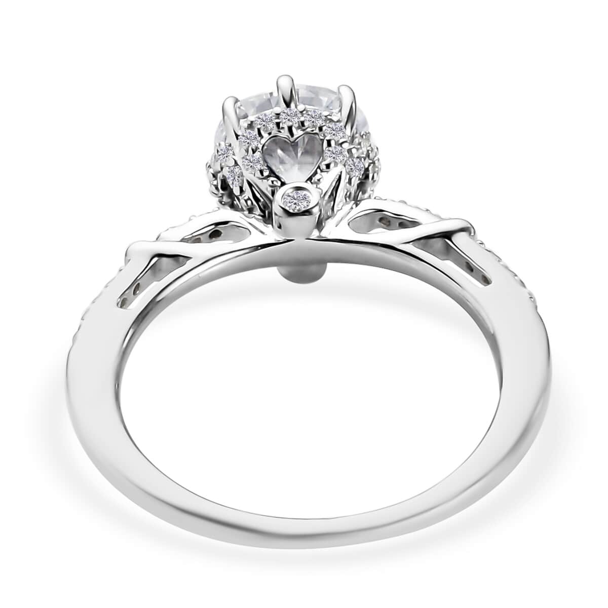 Moissanite Ring in Platinum Over Sterling Silver (Size 7.0) 1.50 ctw image number 4