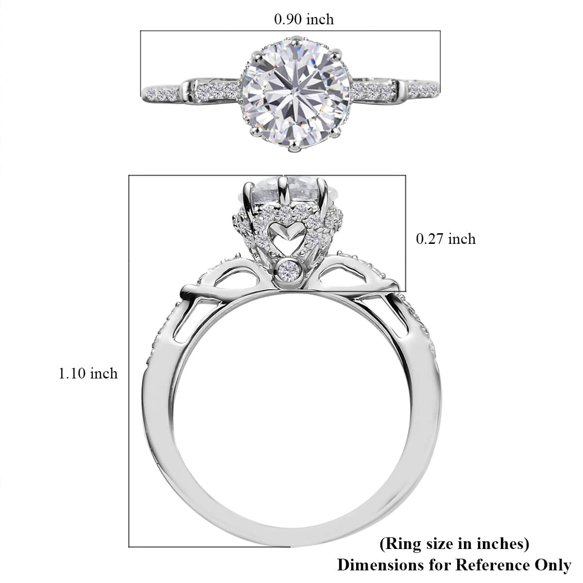 Moissanite Ring in Platinum Over Sterling Silver (Size 7.0) 1.50 ctw image number 5