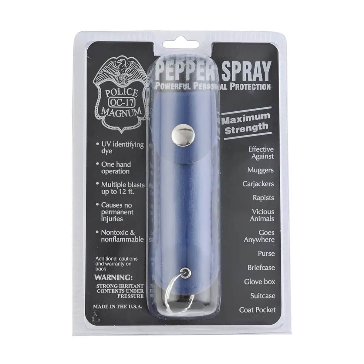 Pepper Spray with Leather Holder and Key Ring 0.50 oz -Blue image number 7