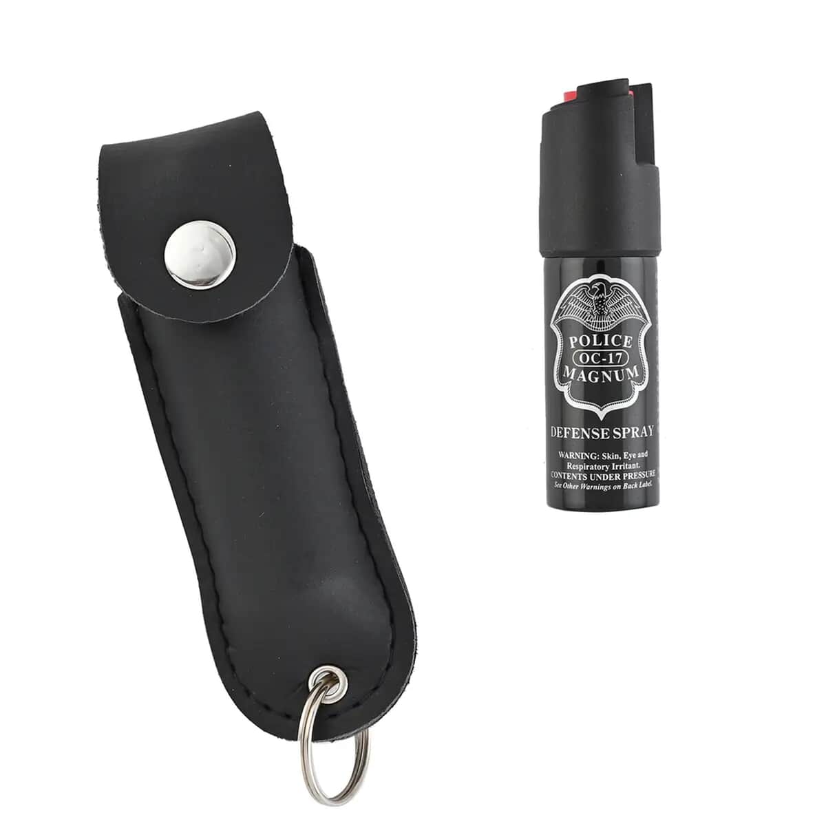 Police Magnum Pepper Spray with Faux Leather Holder and Key Ring 0.50 oz -Black image number 0