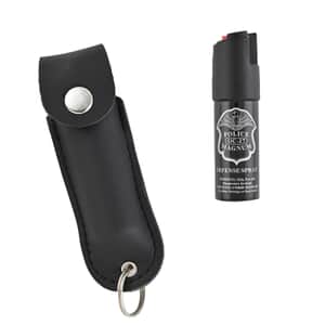 Police Magnum Pepper Spray with Leather Holder and Key Ring 0.50 oz -Black